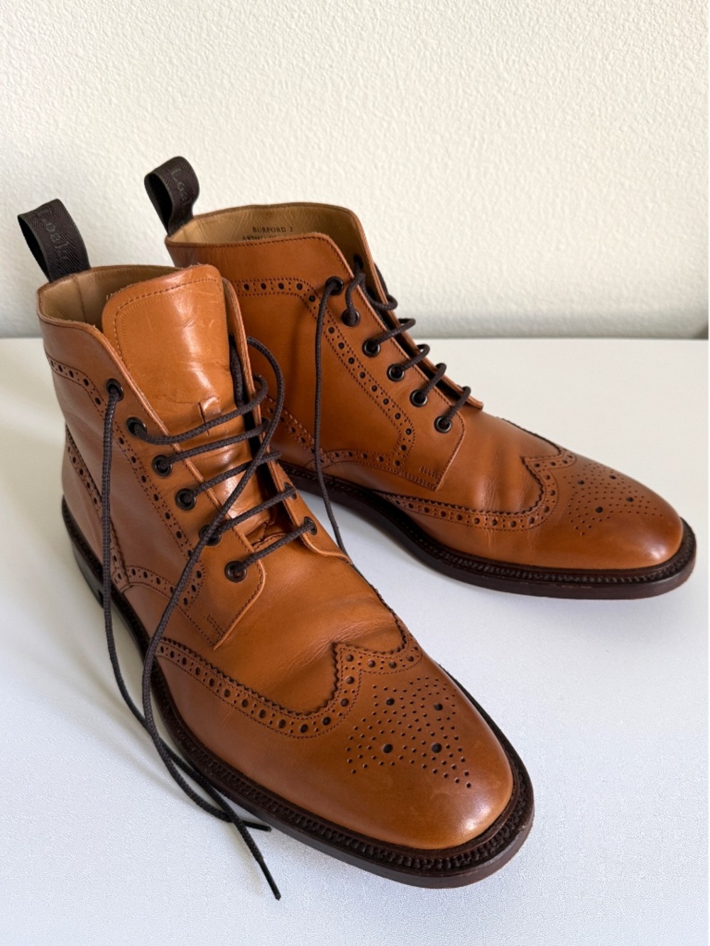 Loake 1880 Burford 2 Tan Leather Derby Brogue Boots Shoes Size UK12 US13